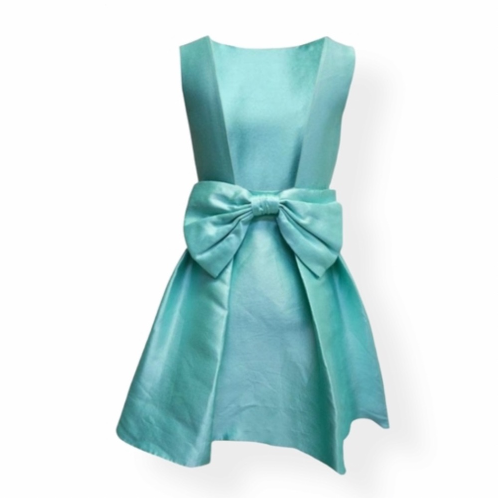 Kate Spade Bow-Embellished Open Back Teal Mini Holiday Party Dress - Picture 14 of 14